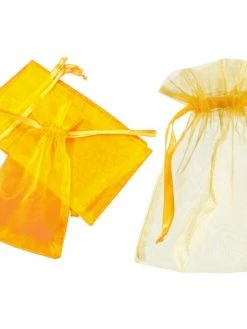 Artif Lot 12 Grands Sachets Organza Jaune, Pochettes Organdi 12,5x17 Cm Pour Dragées, Cadeaux, Mariage, An