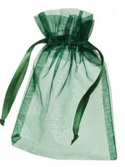 Artif Lot 12 Grands Sachets Organza Vert Foncé, Pochettes Organdi 12,5x17 Cm Pour Dragées, Cadeaux, Mariag