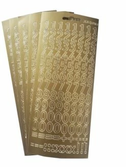 Artif Lot 5 Stickers De Contour, Grands Chiffres Et Symboles De Calcul, Doré, Haut. 15 Mm, Planche 10 X 23