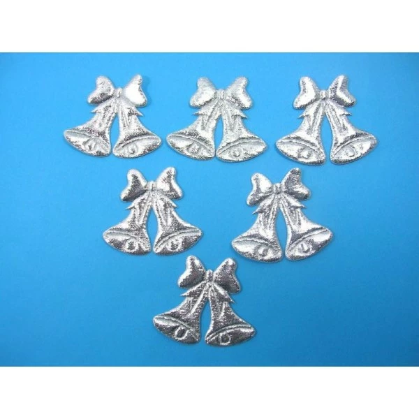 La Boutique D'Isacrea LOT 6 APPLIQUES TISSUS : Cloche Argent 35*40mm 1 La Boutique D'Isacrea LOT 6 APPLIQUES TISSUS : Cloche Argent 35*40mm