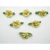 La Boutique D'Isacrea LOT 6 APPLIQUES TISSUS : Fleur Jaune/blanche + 1 Perle 15mm