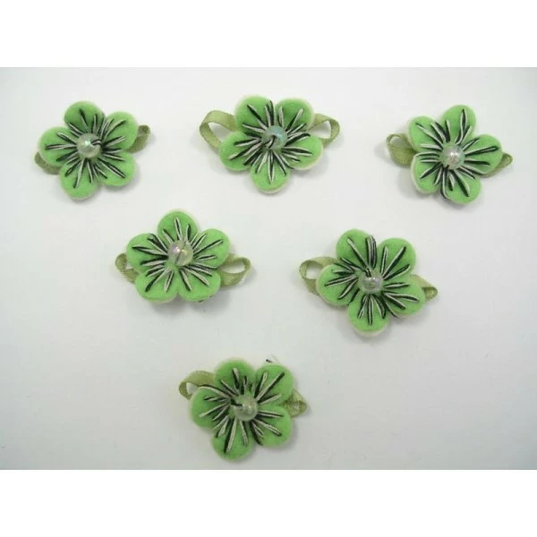 La Boutique D'Isacrea LOT 6 APPLIQUES TISSUS : Fleur Polaire Verte 20mm 1 La Boutique D'Isacrea LOT 6 APPLIQUES TISSUS : Fleur Polaire Verte 20mm