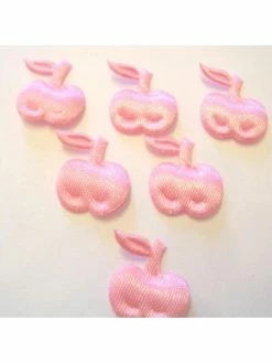 La Boutique D'Isacrea LOT 6 APPLIQUES TISSUS : Pomme Rose 15mm