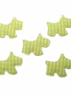 La Boutique D'Isacrea LOT 6 APPLIQUES TISSUS : Scottie Vichy Jaune/blanc 25mm