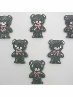 La Boutique D'Isacrea LOT 6 MOTIFS PLASTIQUES : Ourson Noir Hauteur 29mm