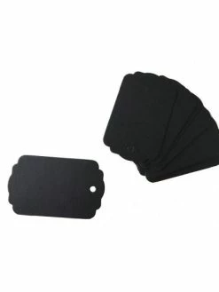 Crea Kawaii Lot De 10 étiquettes Craft Rectangles Festonnées - Noir