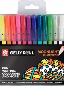 Lot De 12 Stylos Gel Moonlight Fluorescent - Sakura