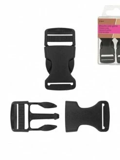 MDC Lot De 2 Boucles Anti-glisse Plastique Noir 47mm X 24mm