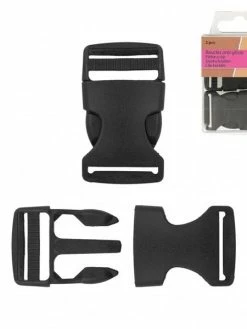 MDC Lot De 2 Boucles Anti-glisse Plastique Noir 52mm X 30mm