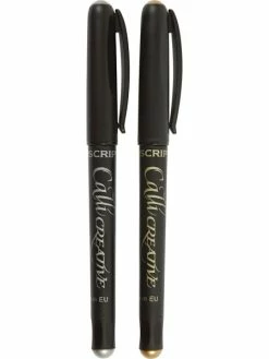 Creativ Company Lot De 2 Feutres Pour Calligraphie - Doré Et Argenté - Trait De 2,4 Mm