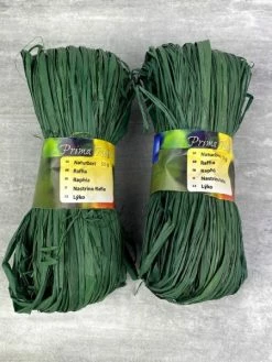 Artif Lot De 2 Pelotes De Raphia Mat Naturel Vert, 100 Gr, Environ 80 Brins De 1.9 M, Longueur Totale D'en