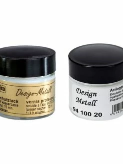 Artif Lot De 2 Pots D'Emulsion De Colle Et Vernis De Protection, 2 X 20 Ml, Feuilles D'or, Argent, Métalli