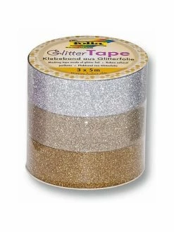 Lealoo® Lot De 3 Rubans De Masking Tape Pailletés, Coloris Au Choix, Brillants En Papier Adhésif, 3 X 15mm X