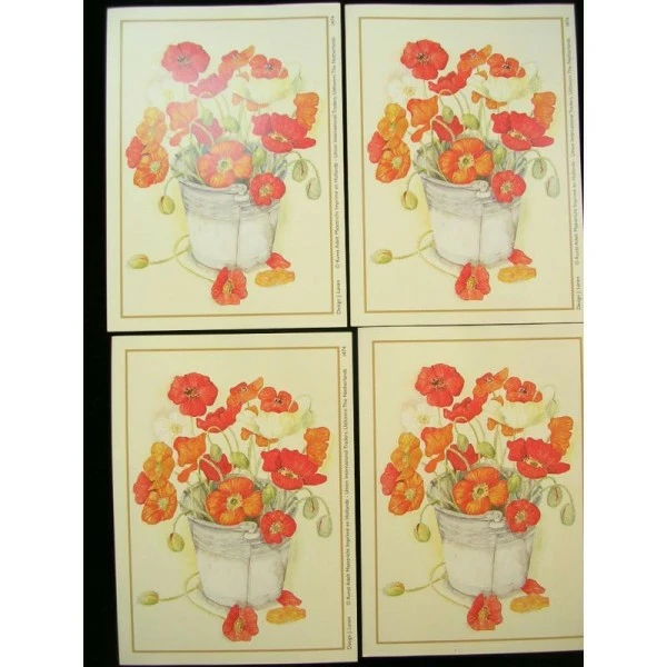 La Boutique D'Isacrea LOT DE 4 CARTES CARTONNES 9*13CM : Fleur Rouge Dans Un Seau Métal 1 La Boutique D'Isacrea LOT DE 4 CARTES CARTONNES 9*13CM : Fleur Rouge Dans Un Seau Métal