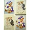 La Boutique D'Isacrea LOT DE 4 CARTES CARTONNES 9*13CM : Ourson Mariés Et Musicien