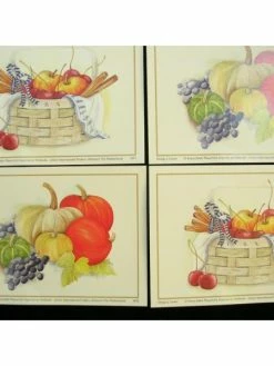 La Boutique D'Isacrea LOT DE 4 CARTES CARTONNES 9*13CM : Panier Pommes Et Potiron
