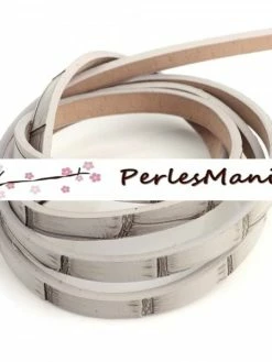 Perlesmania Lot De 4 Cordons: Environ 1,2 Mètre De Cordon Simili Cuir Style Bambou GRIS 5mm T101A