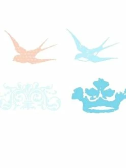 Lot De 4 Découpes Couronnes Et Oiseaux My Mind's Eye Scrapbooking