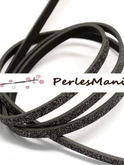 Perlesmania LOT DE 4 : Environ 1,2 Mètre De Cordon Simili Cuir Paillette 5mm H11906C