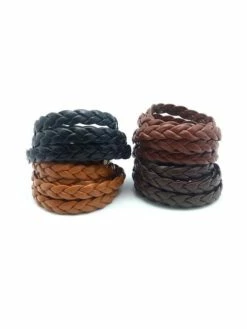 La Cuisine Des Perles Lot De 4 Fois 70cm Lanière Tressé 8mm Simili Cuir, Cuir Synthétique De Couleur Noir, Marron Foncé,