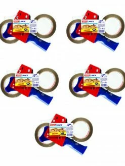 Lot De 5 Dévidoirs En Métal + 10 Rouleaux De Rubans Adhésif Tesa Basic Havane