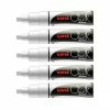 Uni-ball Lot De 5 Marqueurs Craie Uni Chalk Marker Uni Ball Pointe Large Blanc