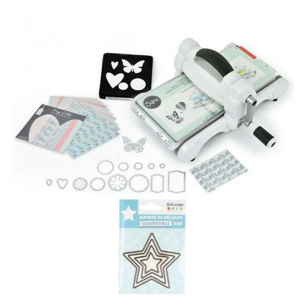 Machine De Découpe Big Shot Sizzix + Matrices 4 Petites étoiles à 5 Branches 1 Machine De Découpe Big Shot Sizzix + Matrices 4 Petites étoiles à 5 Branches