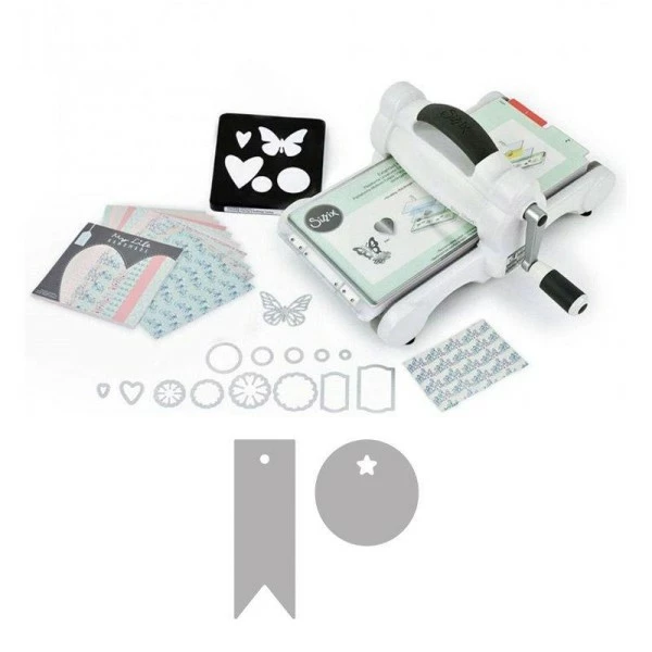Machine De Découpe Big Shot Sizzix + Matrices étiquette Ronde Et Fanion 1 Machine De Découpe Big Shot Sizzix + Matrices étiquette Ronde Et Fanion