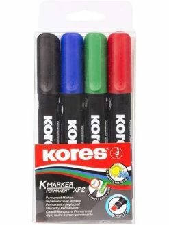 Kores Marqueurs Permanents "K Marker" - Biseauté - Par 4