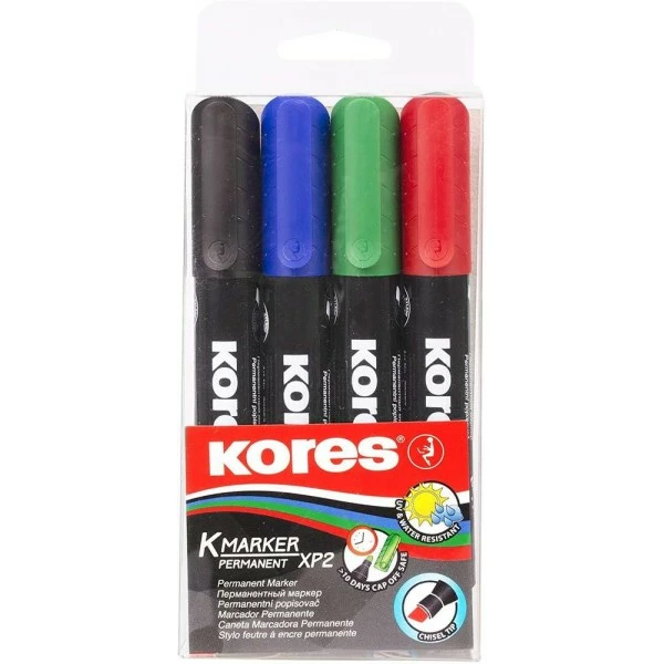Kores Marqueurs Permanents "K Marker" - Biseauté - Par 4 1 Kores Marqueurs Permanents "K Marker" - Biseauté - Par 4