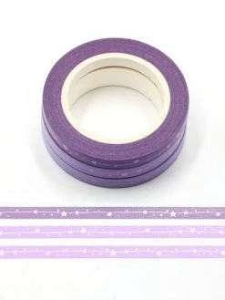 THE LOVELY FACTORY Masking Tape 3 Rouleaux Fins 5mm Foil étoiles Violet F160