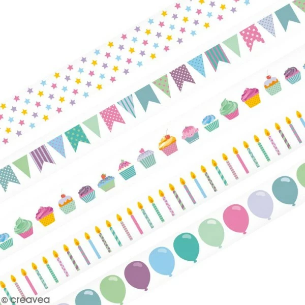 Masking Tape Artemio - Anniversaire - 1,5 Cm X 5 M - 5 Pcs 2 Masking Tape Artemio - Anniversaire - 1,5 Cm X 5 M - 5 Pcs – Image 2