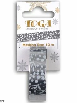 Draeger By Toga Masking Tape - Baies Blanches Papier Argenté - 10 M - 1 Pce