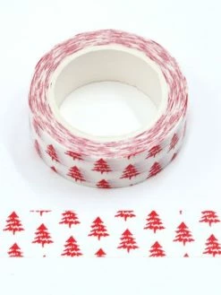 THE LOVELY FACTORY Masking Tape Blanc Sapin Rouge Noël - 15mm X 10m - W528