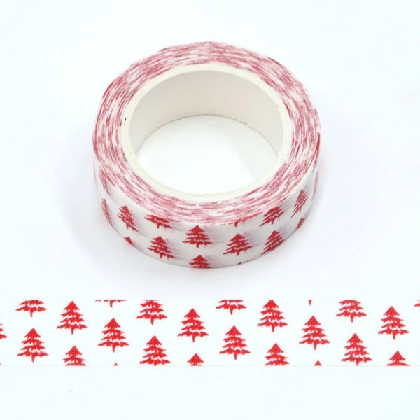 THE LOVELY FACTORY Masking Tape Blanc Sapin Rouge Noël - 15mm X 10m - W528 1 THE LOVELY FACTORY Masking Tape Blanc Sapin Rouge Noël - 15mm X 10m - W528