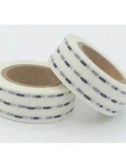 THE LOVELY FACTORY Masking Tape Blanc Traits Noirs 15mm X 10m