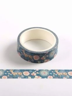 THE LOVELY FACTORY Masking Tape Bleu Cerfs Blanc - 1,5 X 10m - W320