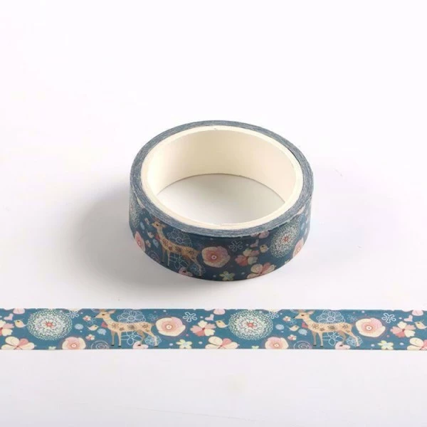 THE LOVELY FACTORY Masking Tape Bleu Cerfs Blanc - 1,5 X 10m - W320 1 THE LOVELY FACTORY Masking Tape Bleu Cerfs Blanc - 1,5 X 10m - W320