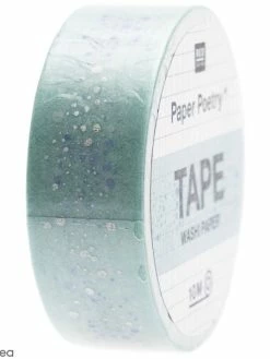 Rico Design Masking Tape Bulles - Bleu Clair, Argenté - 1,5 Cm X 10 M