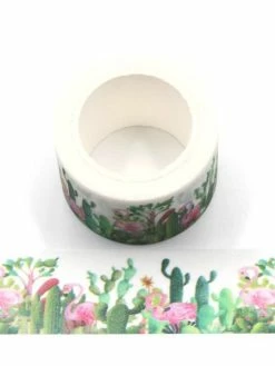 THE LOVELY FACTORY Masking Tape Désert Cactus Flamant Rose - 25mm X 5m - G068