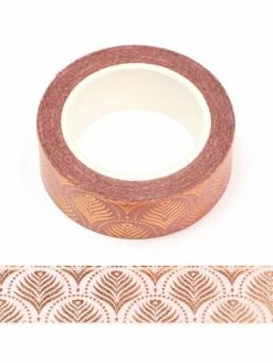 THE LOVELY FACTORY Masking Tape Feuille De Palmier Rose Et Or 15mm X 10m