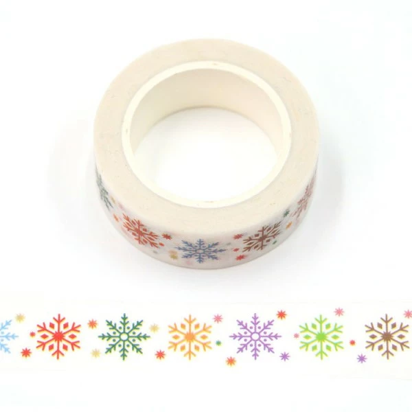 THE LOVELY FACTORY Masking Tape Flocons Colorés 15mm X 10m 1 THE LOVELY FACTORY Masking Tape Flocons Colorés 15mm X 10m
