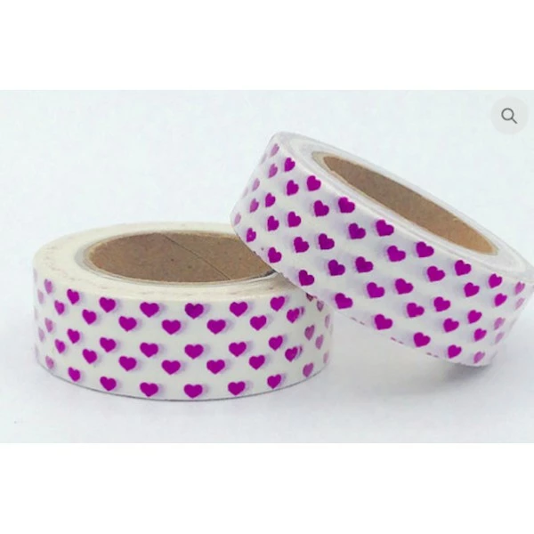 THE LOVELY FACTORY Masking Tape Foil Blanc Coeurs Roses 15mm X 10m 1 THE LOVELY FACTORY Masking Tape Foil Blanc Coeurs Roses 15mm X 10m