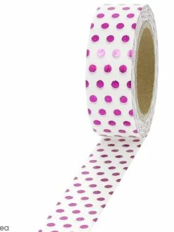 Creavea Masking Tape Foil Pois Roses - 1,5 Cm X 10 M
