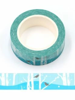 THE LOVELY FACTORY Masking Tape ForĂȘt EnneigĂ©e D'hiver Et Oiseau 15mm X 10m