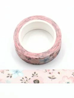 THE LOVELY FACTORY Masking Tape Glitter Fleurs Rose PĂąle Scintillante - 15mm X 5m - G070