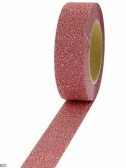 Creavea Masking Tape Glitter Rouge - Résistant - 1,5 Cm X 10 M