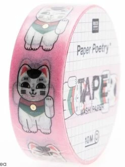 Rico Design Masking Tape Jardin Japonais - Maneki Neko - 1,5 Cm X 10 M