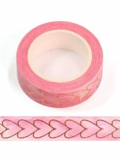 THE LOVELY FACTORY Masking Tape Métallisé Coeurs Cuivre 15mm X 10m