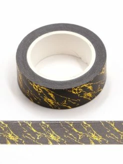THE LOVELY FACTORY Masking Tape Métallisé Effet Marbre Noir Et Or - 15mm X 10m